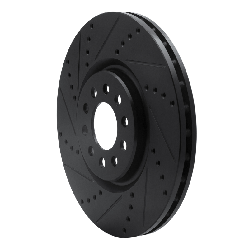 Alfa Romeo Tonale Brake Rotor (1) - Front Left - R1 Concepts - Drilled & Slotted - Black - `14-`25